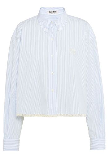 Miu Miu striped lace-trimmed shirt - Bianco