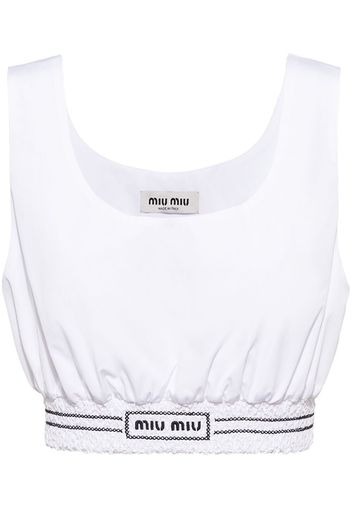 Miu Miu embroidered-logo crop top - Bianco