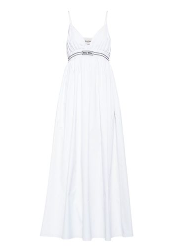 Miu Miu embroidered-logo cotton maxi dress - Bianco