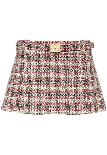 Miu Miu check-print textured miniskirt - Toni neutri