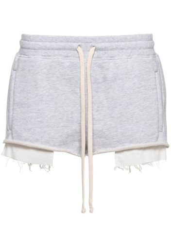 Miu Miu embroidered cotton-fleece track shorts - Verde