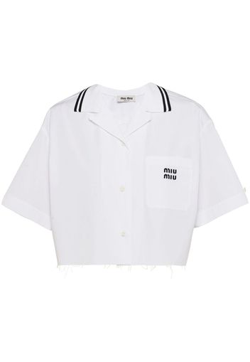 Miu Miu logo-print poplin shirt - Bianco