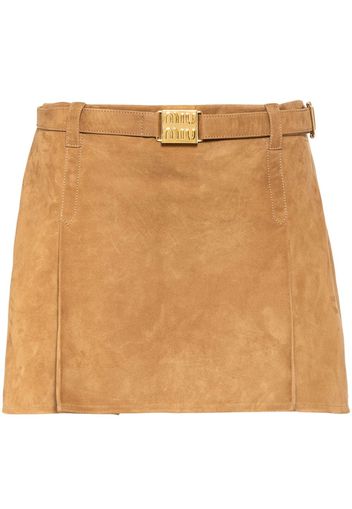 Miu Miu low-rise suede miniskirt - Marrone