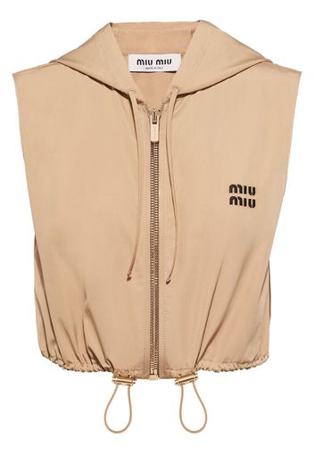 Miu Miu embroidered-logo top - Toni neutri