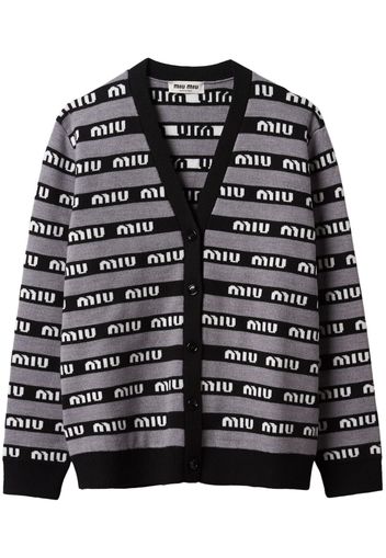 Miu Miu logo-intarsia wool cardigan - Nero