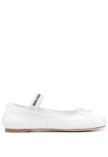 Miu Miu Ballerine con banda logo - Bianco