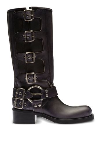 Miu Miu buckle-detail leather boots - Nero