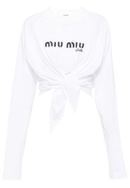 logo print knotted crop T-shirt