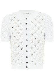 Miu Miu rhinestone-embellished cropped cardigan - Grigio