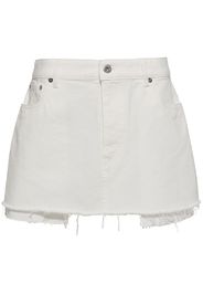 Miu Miu frayed-hem denim mini skirt - Bianco