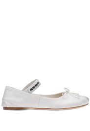 Miu Miu logo embroidered ballerinas - Bianco