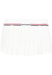 Miu Miu intarsia-logo pleated skirt - Bianco
