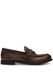 Miu Miu logo-embossed leather penny loafers - Marrone