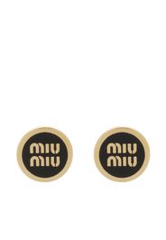 Miu Miu Orecchini a bottone con logo goffrato - Oro