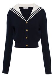 Miu Miu striped-edge cashmere cardigan - Blu