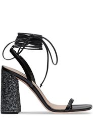 Miu Miu ankle tie-fastening glitter sandals - Nero