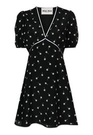 Miu Miu floral-print puff-sleeved dress - Nero