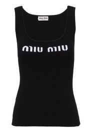 Miu Miu Top con logo - Nero