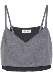 Miu Miu wool-cashmere velour crop top - Grigio