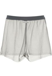 Miu Miu logo-patch sheer shorts - Grigio