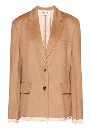 Miu Miu Single-breasted frayed blazer - Marrone