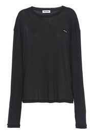 Miu Miu T-shirt a maniche lunghe con applicazione - Nero