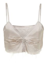 Miu Miu Pongé ruched crop top - Toni neutri