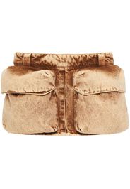 Miu Miu patch-pocket denim miniskirt - F0046 COGNAC