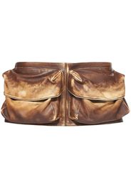 Miu Miu pouch-pockets leather wide belt - Marrone