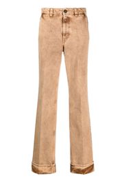 Miu Miu distressed high-waisted trousers - Marrone