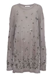 Miu Miu floral-embroidery jersey dress - Grigio