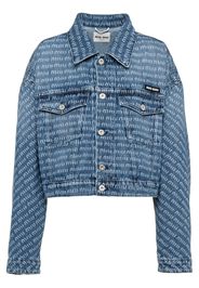 Miu Miu logo-print denim jacket - Blu