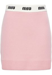 Miu Miu logo-waistband wool mini skirt - Rosa