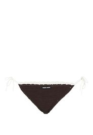 Miu Miu crochet-knit embroidered-logo bikini bottoms - Nero