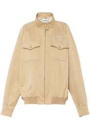 Miu Miu logo-embroidered blouson jacket - Toni neutri
