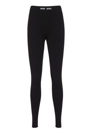 Miu Miu logo-band ribbed leggings - Nero