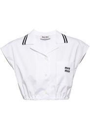 Miu Miu logo-print poplin shirt - Bianco