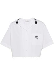 Miu Miu logo-print poplin shirt - Bianco