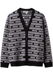 Miu Miu logo-intarsia wool cardigan - Nero