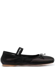 Miu Miu bow-detail satin ballerina shoes - Nero