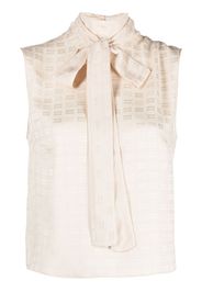 Miu Miu Top smanicato con logo jacquard - Toni neutri