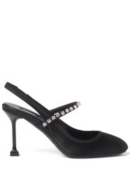 Miu Miu 85mm crystal-embellished satin pumps - Nero