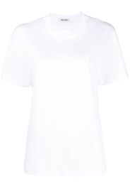 Miu Miu logo-embroidered cotton T-shirt - Bianco