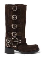 Miu Miu buckle-detail block-heel boots - Marrone