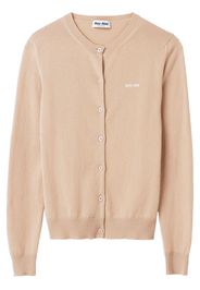Miu Miu logo-intarsia fine-knit cardigan - Toni neutri