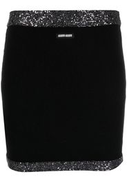 Miu Miu logo-intarsia sequin-embellished miniskirt - Nero