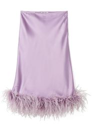 Miu Miu feather-trimmed satin midi skirt - Viola