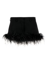 Miu Miu feather-trim twill miniskirt - Nero