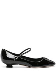 Miu Miu logo-lettering patent ballerina shoes - Nero