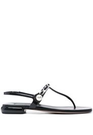 Miu Miu pearl-detail flat sandal - Nero
